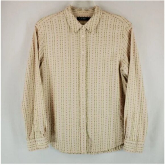 Lauren Ralph Lauren Western Floral Jacquard Cotton Long Sleeve Shirt Large - Picture 4 of 15